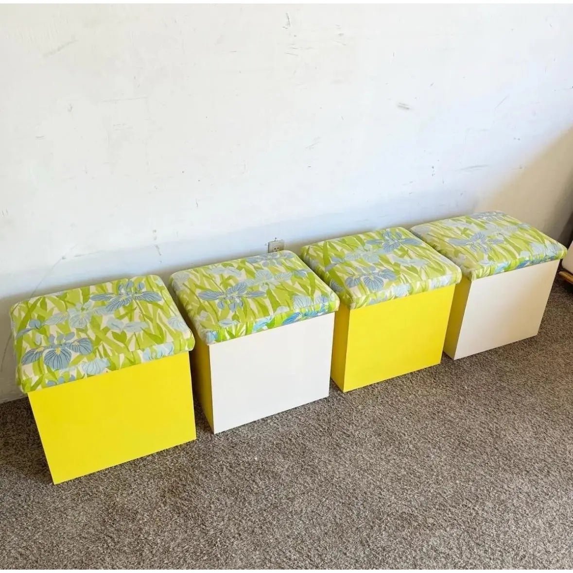 Boho Regency Yellow Blue and Green Dining/Card Table Set - 5 Pieces - Dolphin & Flamingo