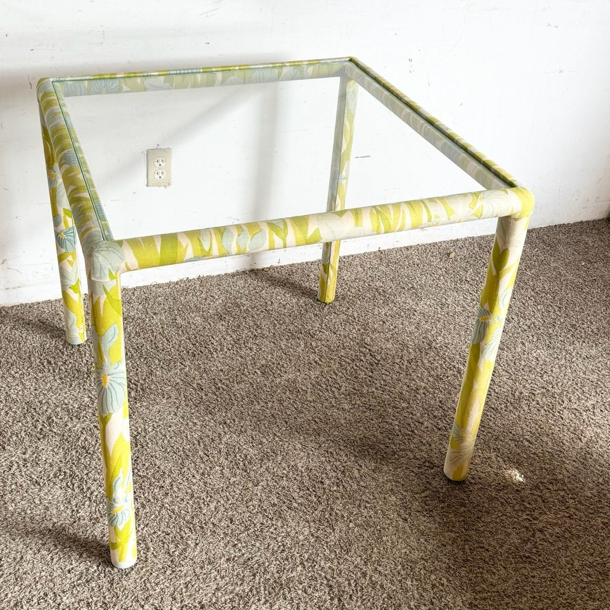 Boho Regency Yellow Blue and Green Dining/Card Table Set - 5 Pieces - Dolphin & Flamingo