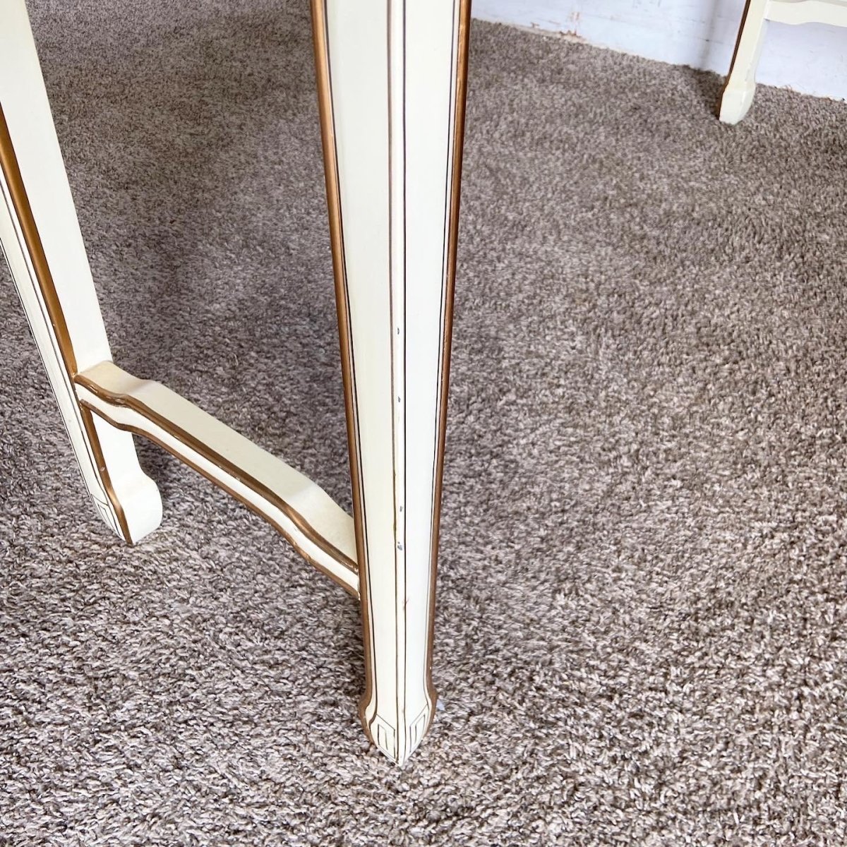 Chinese Cream Lacquered and Hand Painted Console Table - Dolphin & Flamingo