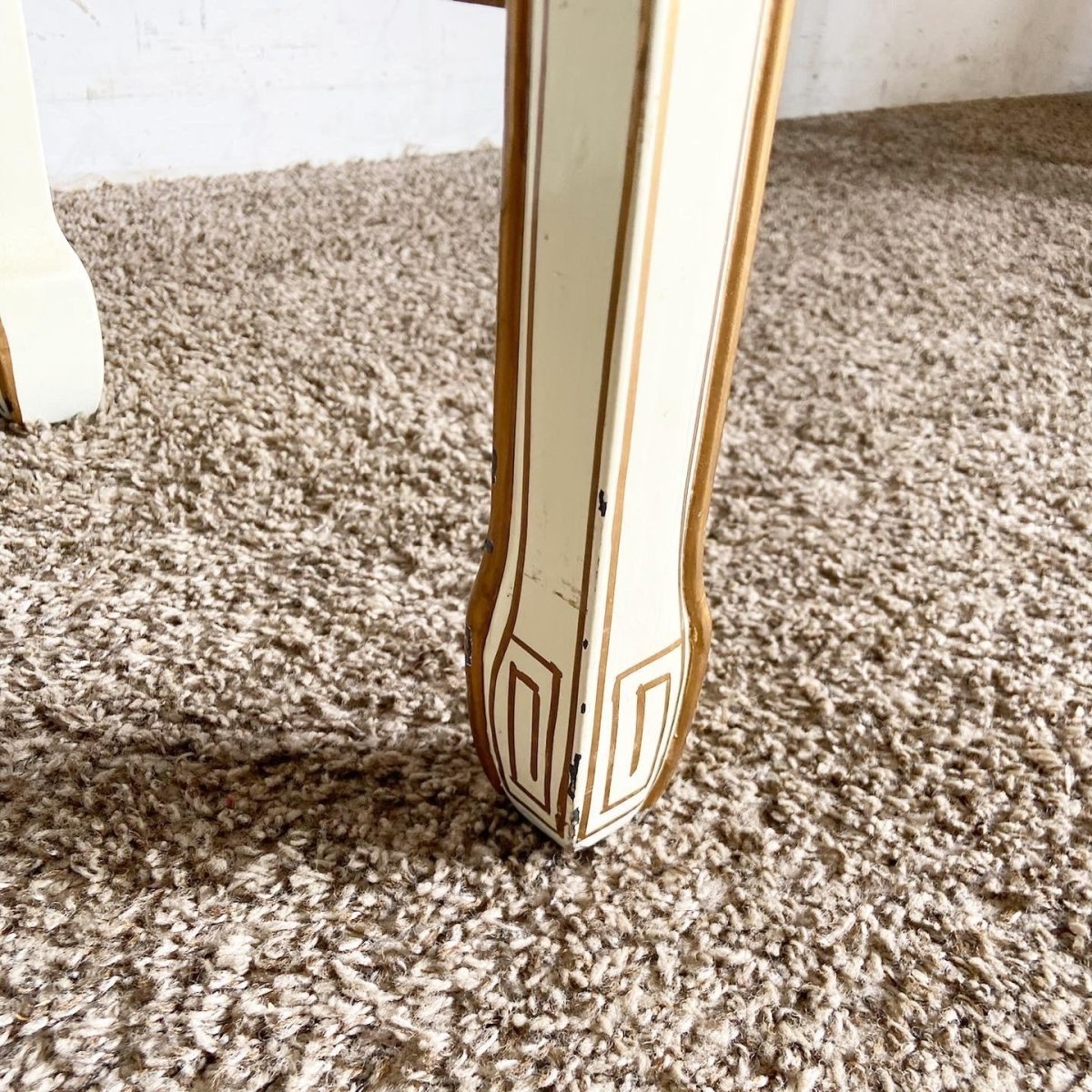 Chinese Cream Lacquered and Hand Painted Console Table - Dolphin & Flamingo