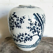 Chinese Hand Painted Blue and White Porcelain Vase - Dolphin & Flamingo