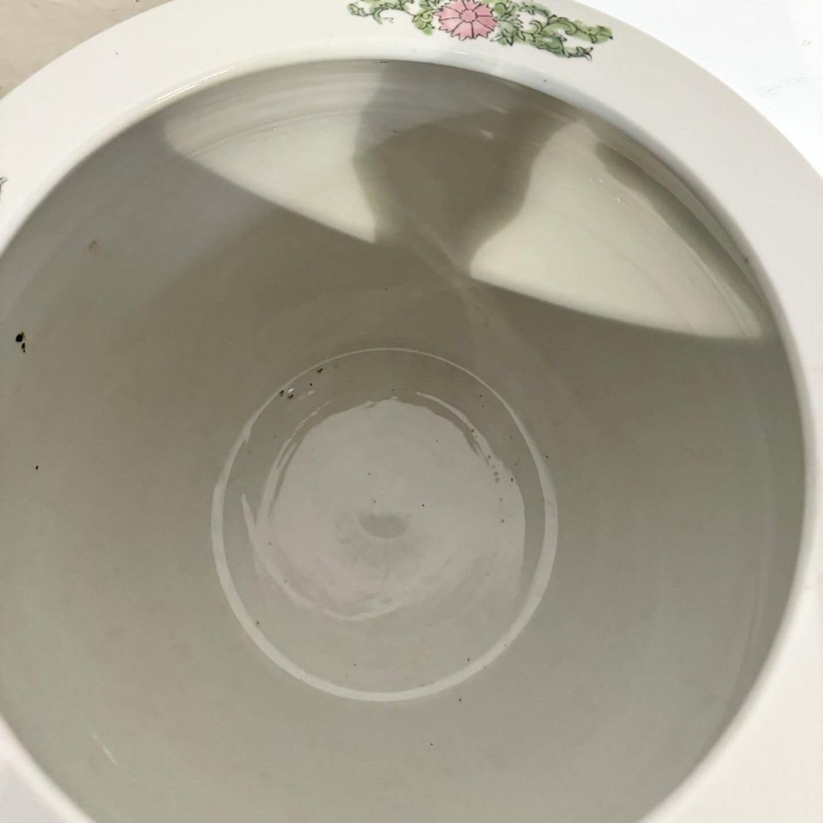 Chinese Hand Painted Floral Fish Bowl Vase - Dolphin & Flamingo