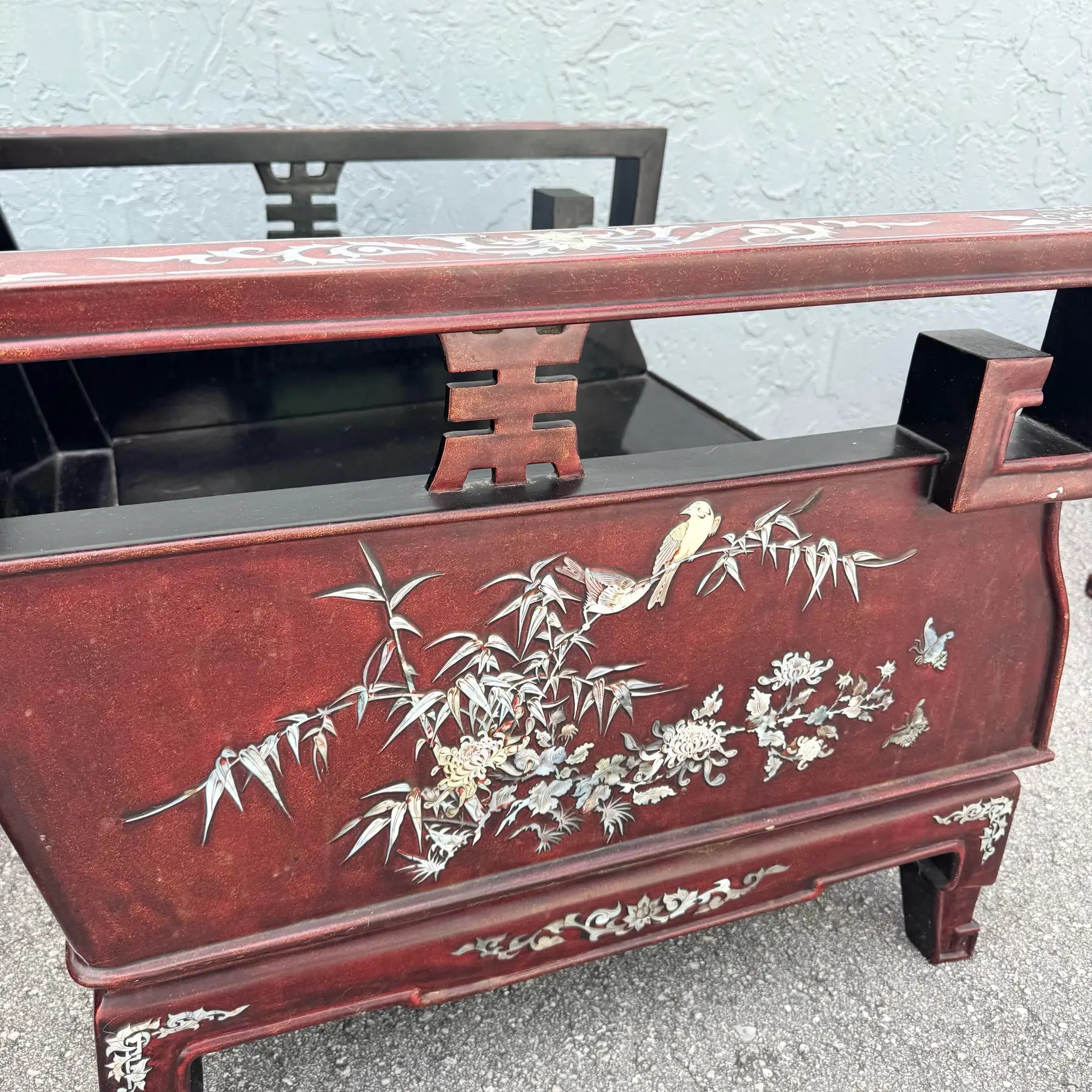 Chinese Rosewood With Mother of Pearl Inlay Lounge Chairs - Set of 3 Dolphin & Flamingo