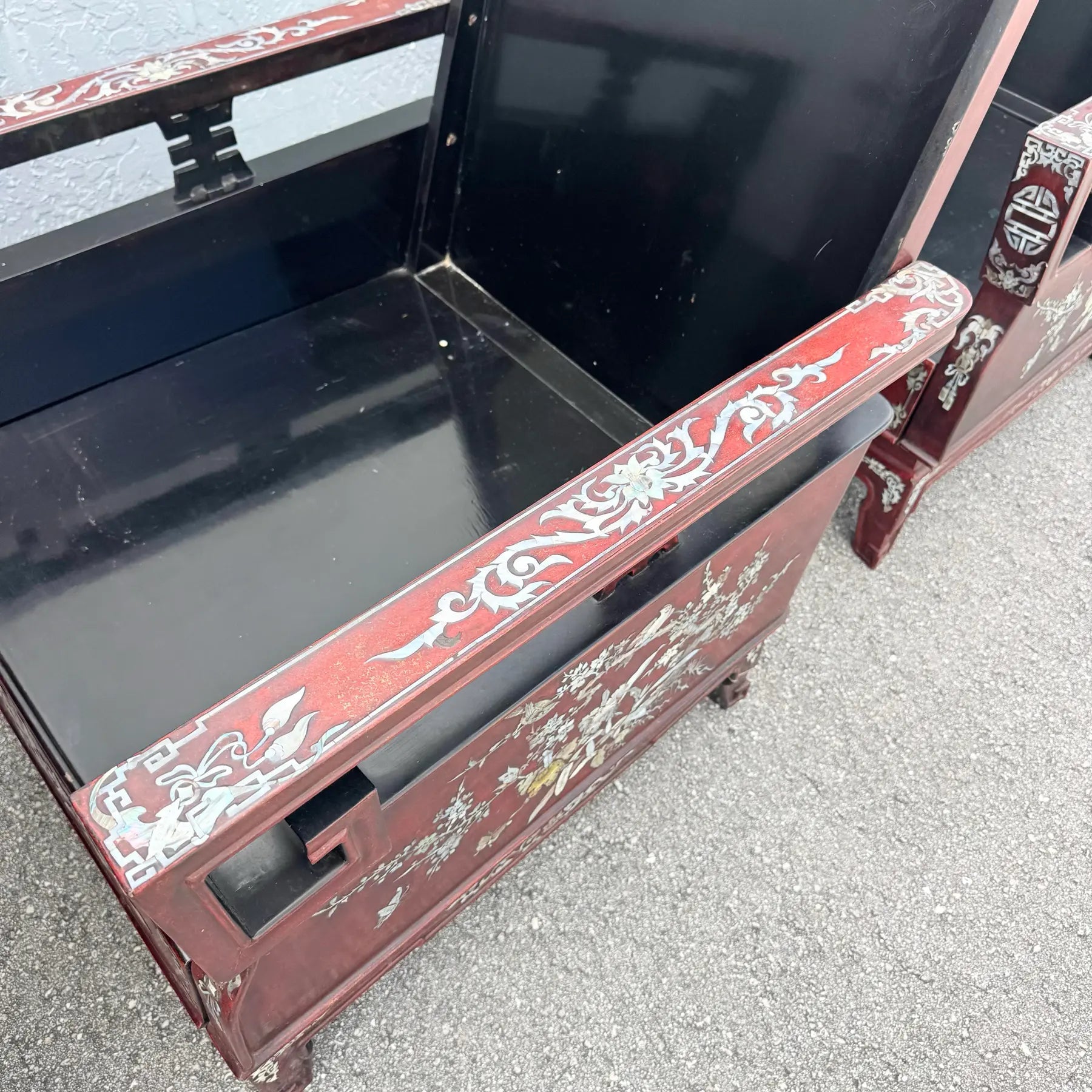 Chinese Rosewood With Mother of Pearl Inlay Lounge Chairs - Set of 3 Dolphin & Flamingo