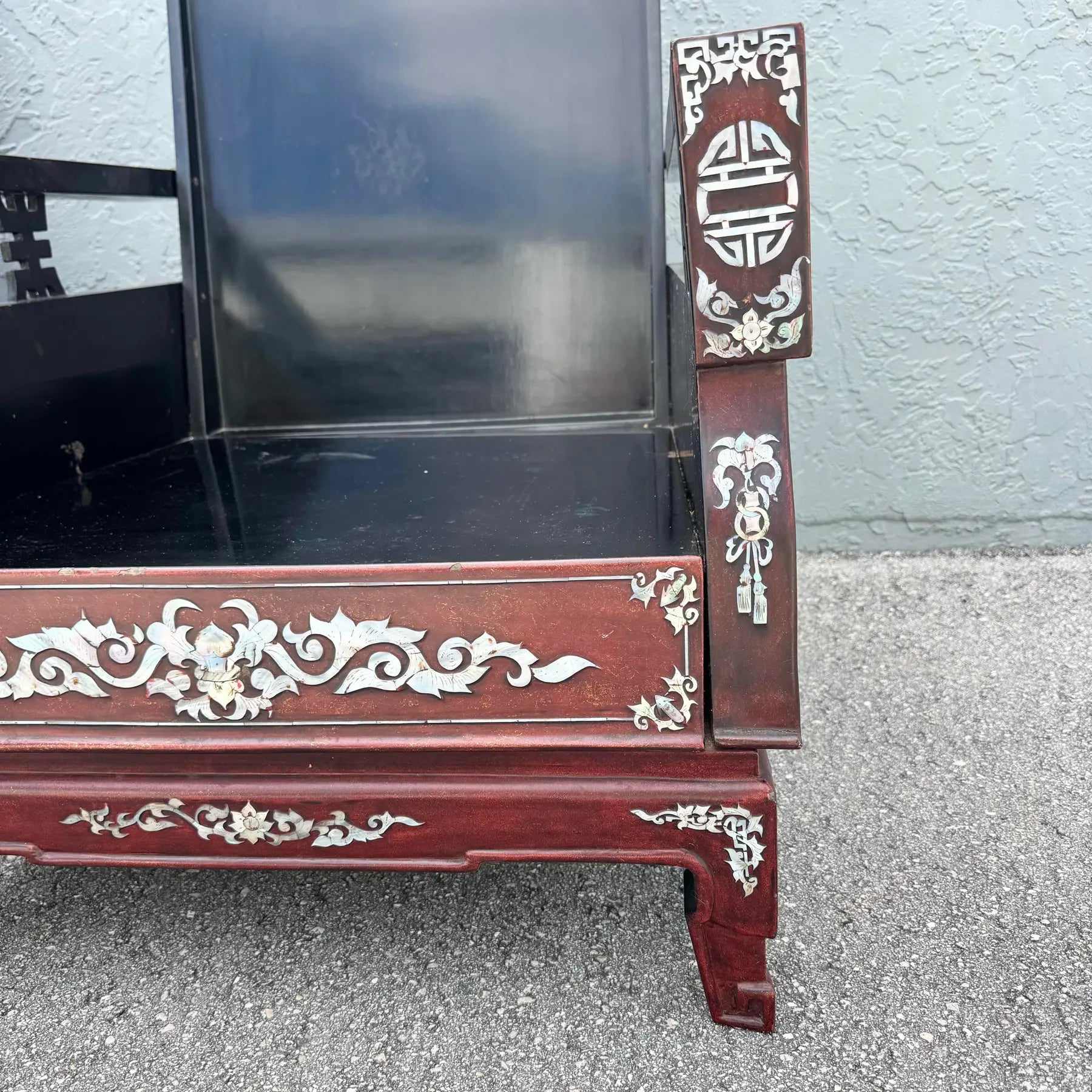 Chinese Rosewood With Mother of Pearl Inlay Lounge Chairs - Set of 3 Dolphin & Flamingo