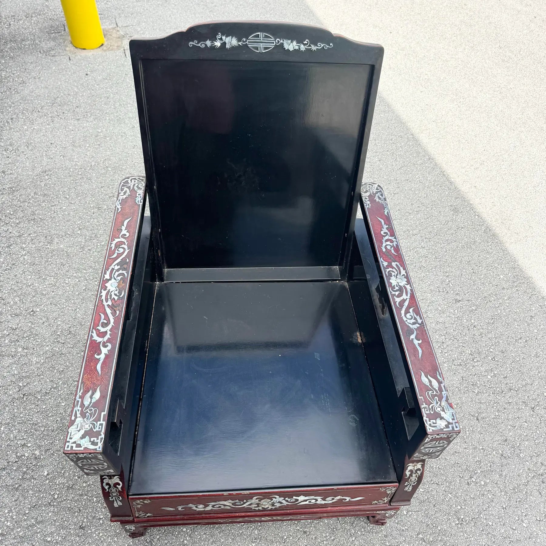 Chinese Rosewood With Mother of Pearl Inlay Lounge Chairs - Set of 3 Dolphin & Flamingo