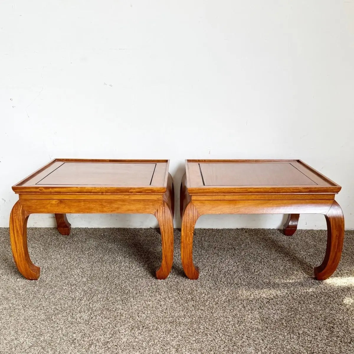 Chinoiserie Ming Style Wooden Side Tables - a Pair – Dolphin & Flamingo