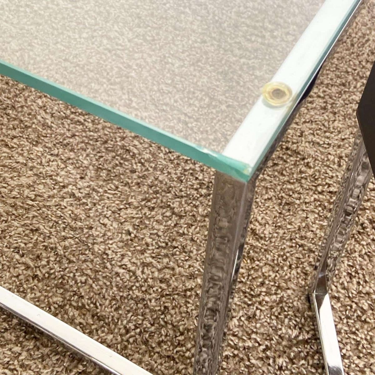 Chrome Glass Top and Wooden Top Nesting Coffee Table Set by Bo Concepts - Dolphin & Flamingo