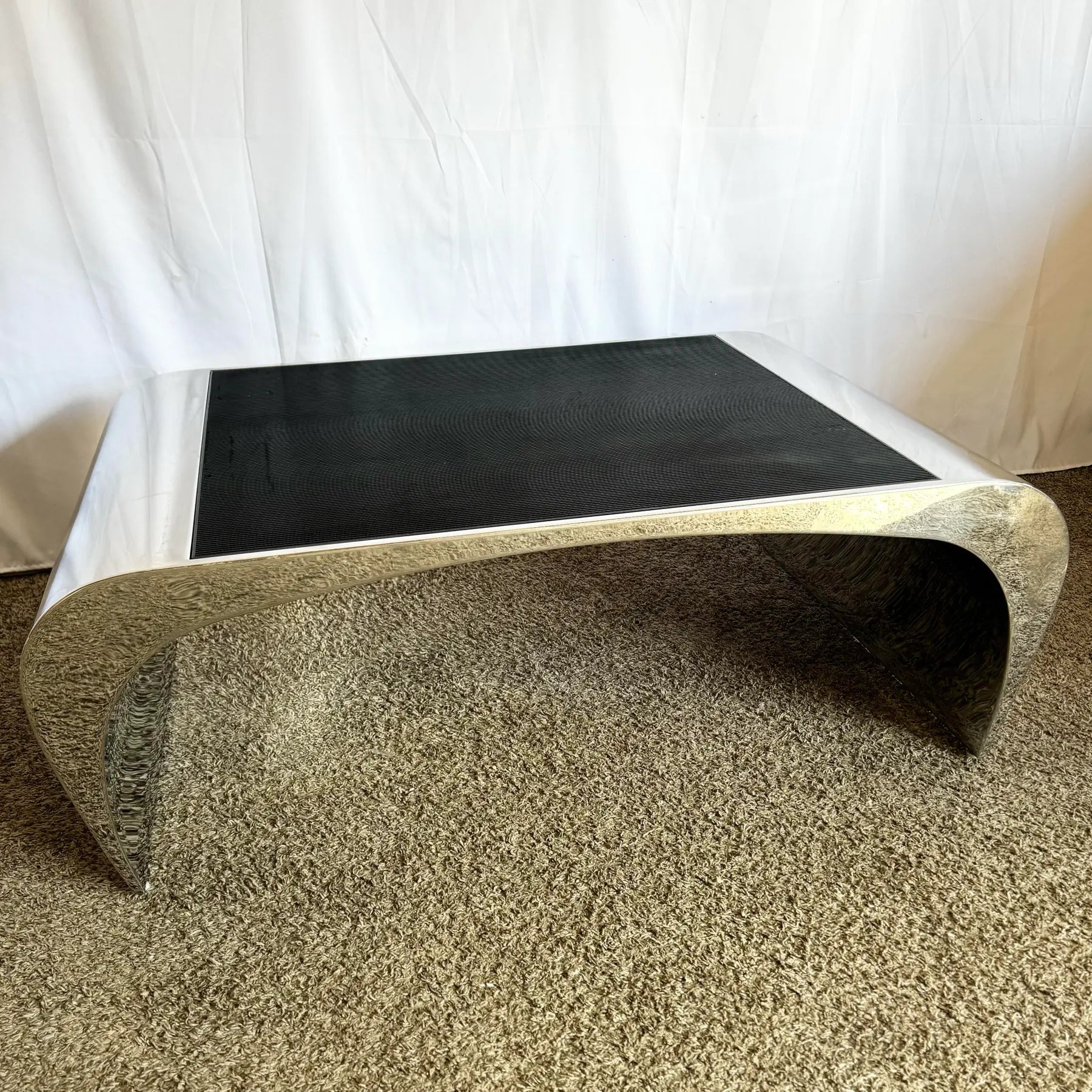 Chrome/Polished Steel Waterfall Coffee Table - Dolphin & Flamingo