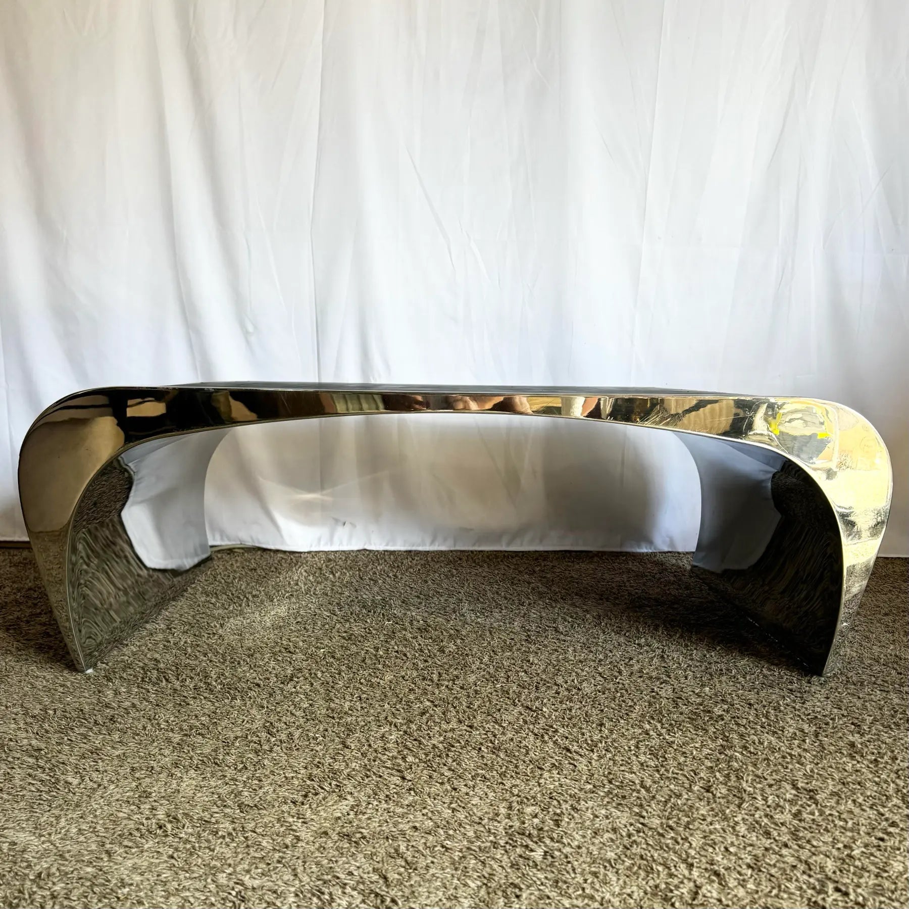 Chrome/Polished Steel Waterfall Coffee Table - Dolphin & Flamingo