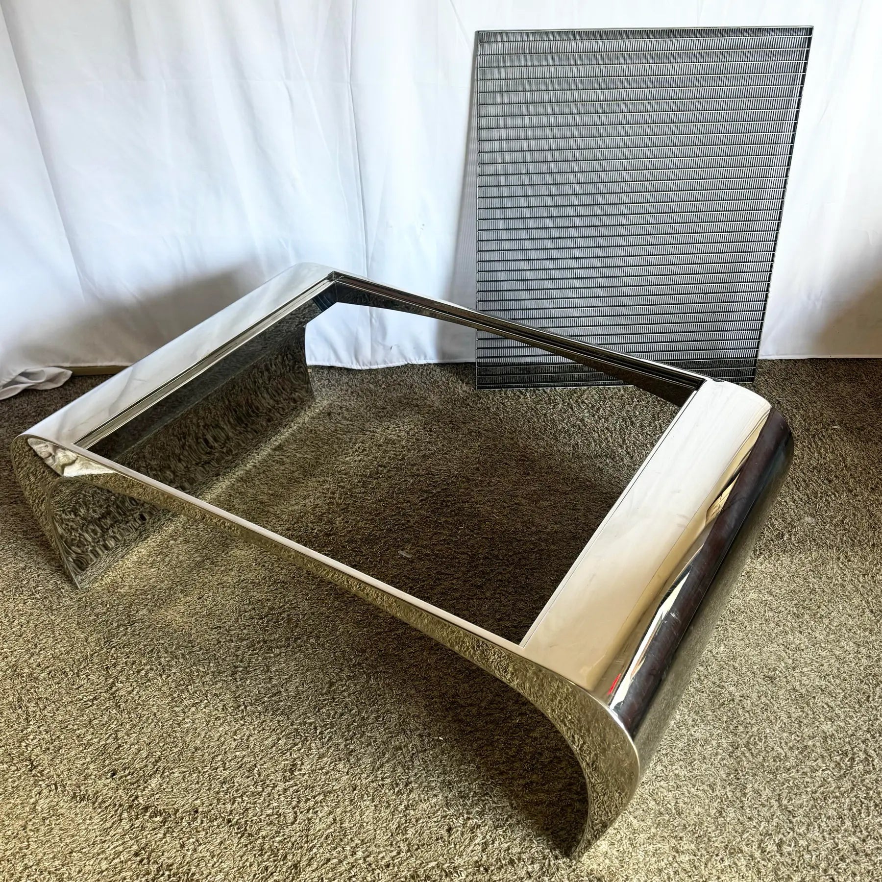 Chrome/Polished Steel Waterfall Coffee Table - Dolphin & Flamingo