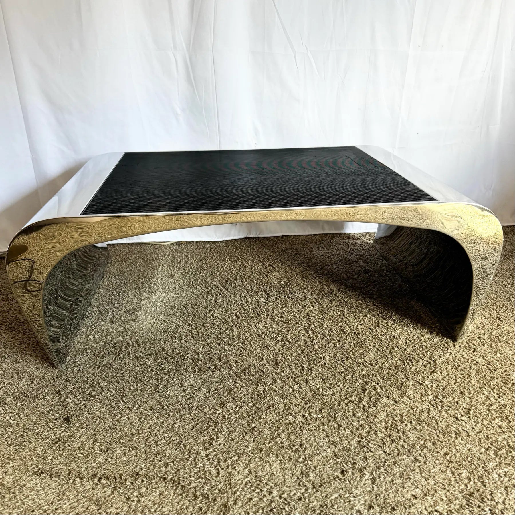 Chrome/Polished Steel Waterfall Coffee Table - Dolphin & Flamingo