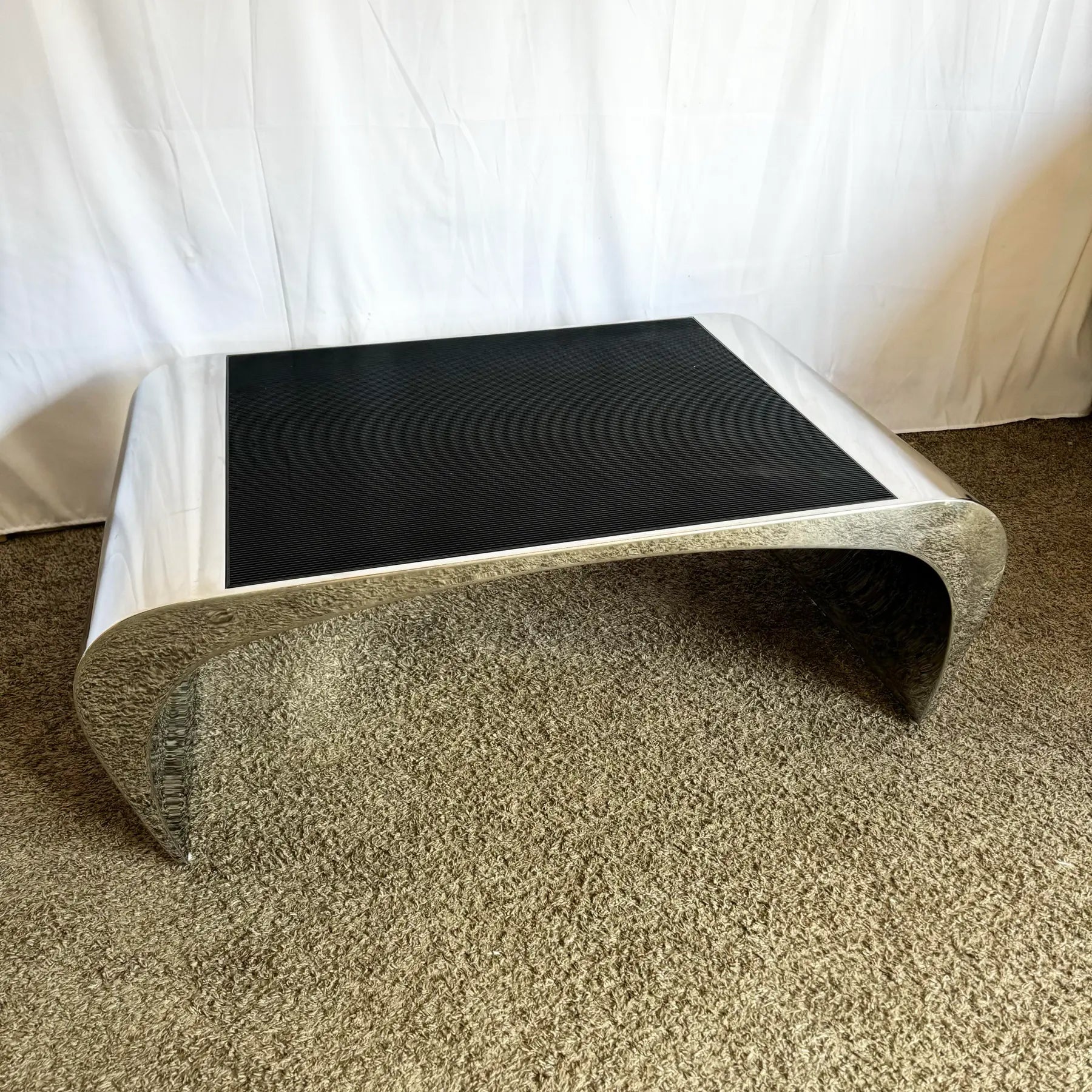 Chrome/Polished Steel Waterfall Coffee Table - Dolphin & Flamingo