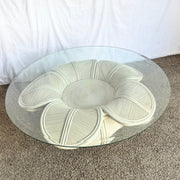 Coastal Bellflower Reed and Rattan Glass Top Coffee Table - Dolphin & Flamingo