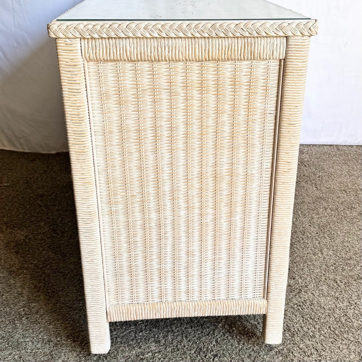 Coastal White Washed Henry Link Wicker Dresser by Lexington - Dolphin & Flamingo