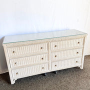 Coastal White Washed Henry Link Wicker Dresser by Lexington - Dolphin & Flamingo