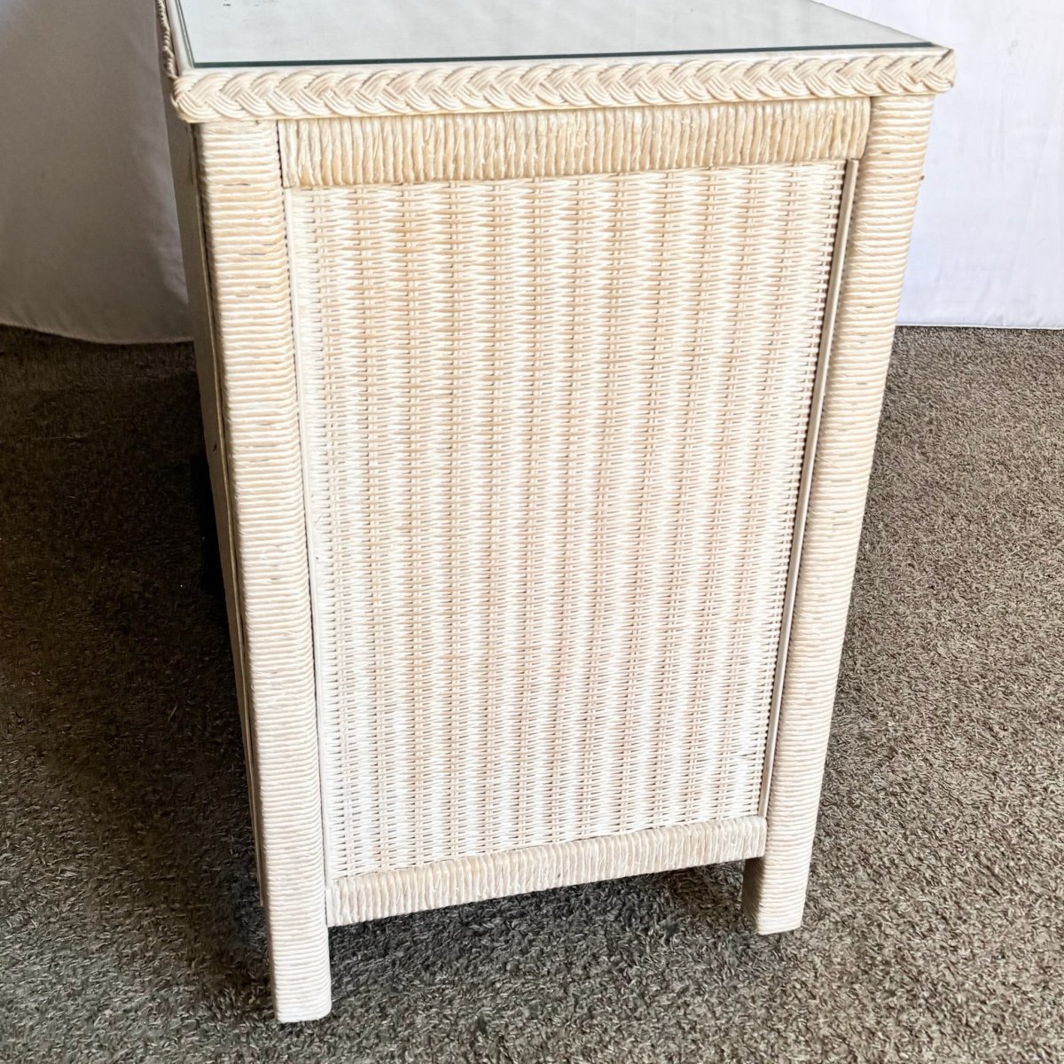 Coastal White Washed Henry Link Wicker Dresser by Lexington - Dolphin & Flamingo