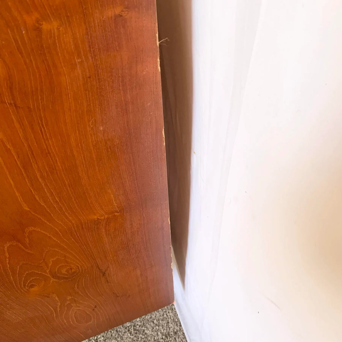 Danish Mid Century Modern Teak Tambour Door Highboy Dresser by Falster - Dolphin & Flamingo