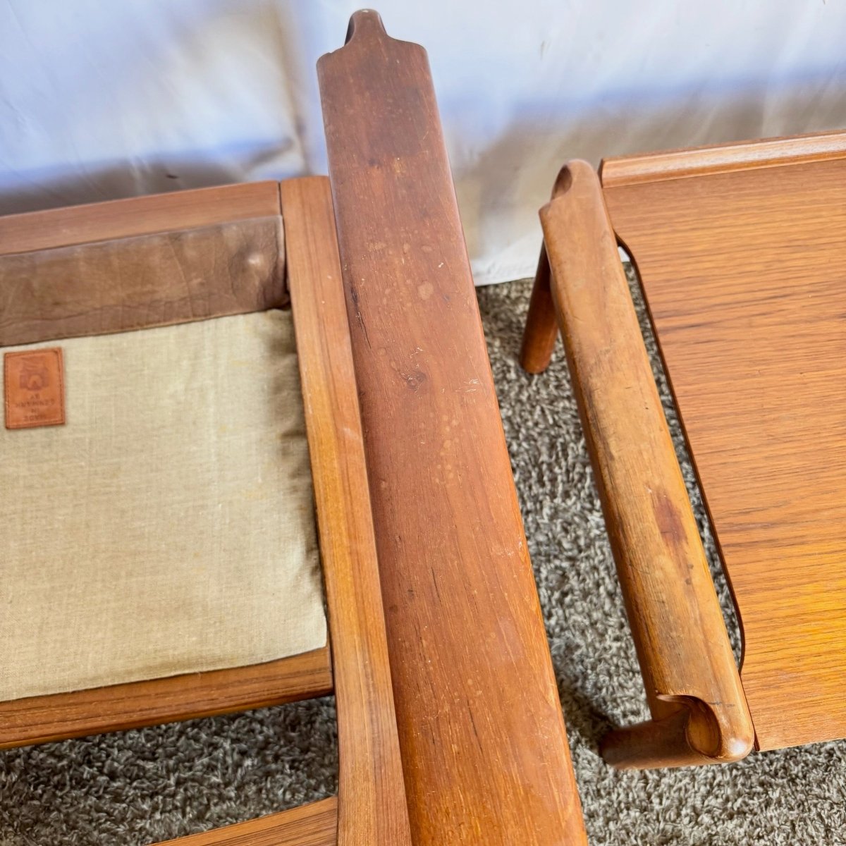 Danish Modern Teak Reclining Lounge Chair and Ottoman by Madsen and Schübel - Two Pieces - Dolphin & Flamingo