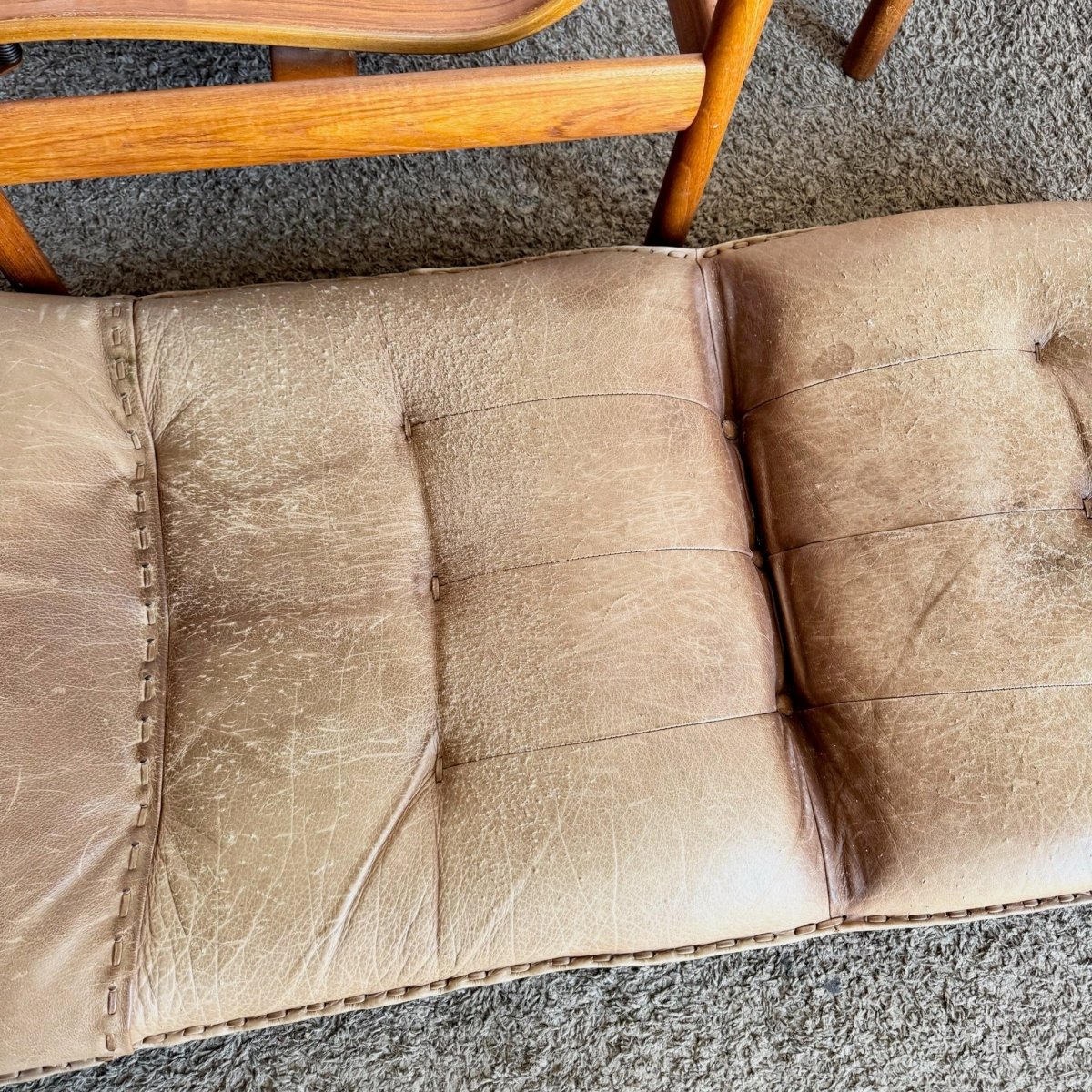 Danish Modern Teak Reclining Lounge Chair and Ottoman by Madsen and Schübel - Two Pieces - Dolphin & Flamingo