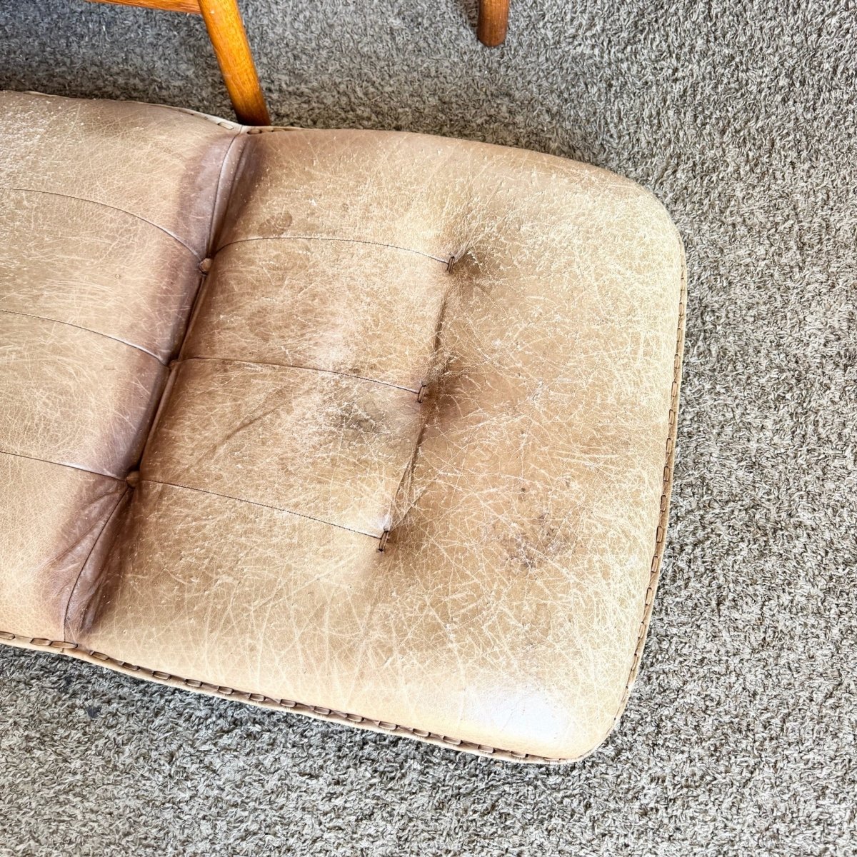 Danish Modern Teak Reclining Lounge Chair and Ottoman by Madsen and Schübel - Two Pieces - Dolphin & Flamingo