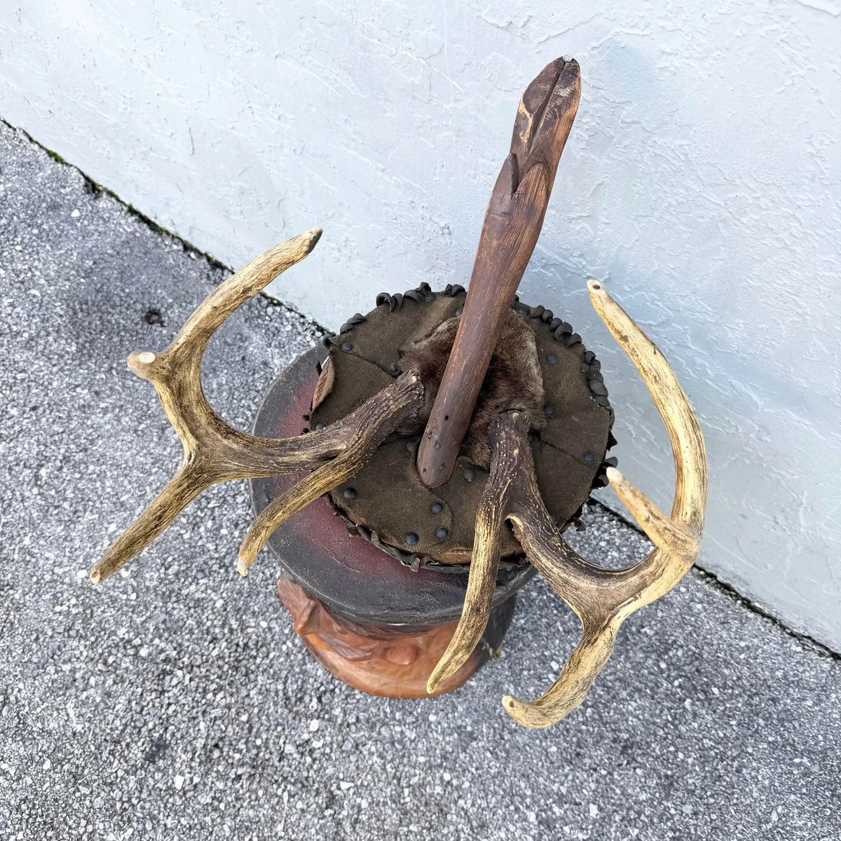Early 20th Century American Rustic Deer Antler Footstool