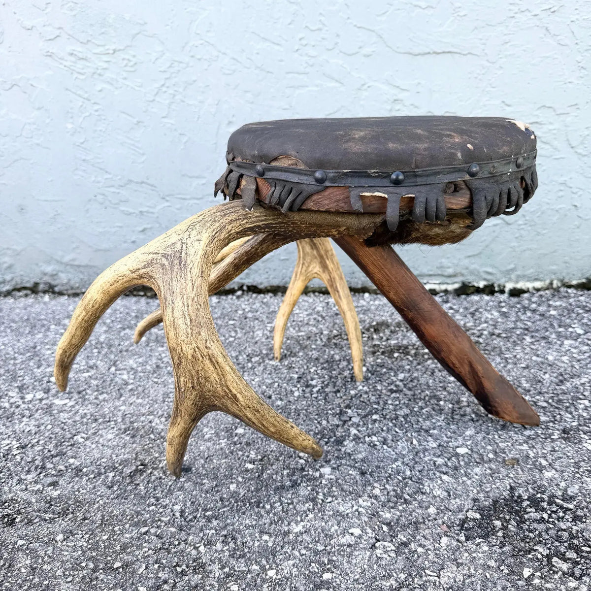 Early 20th Century American Rustic Deer Antler Footstool