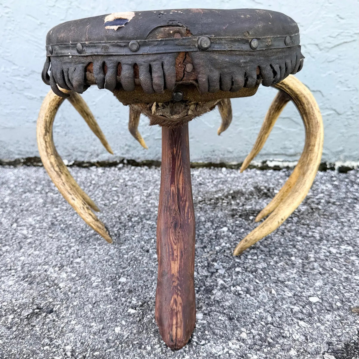 Early 20th Century American Rustic Deer Antler Footstool