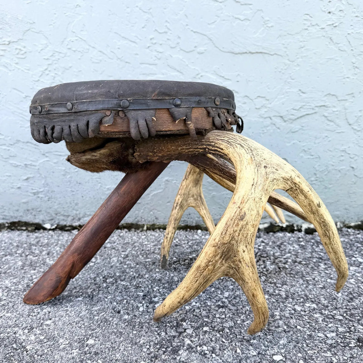 Early 20th Century American Rustic Deer Antler Footstool