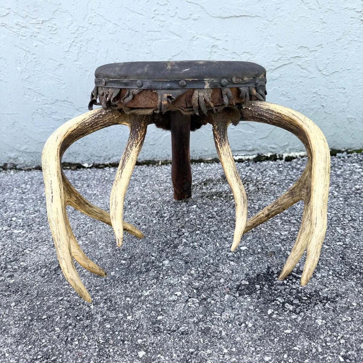Early 20th Century American Rustic Deer Antler Footstool