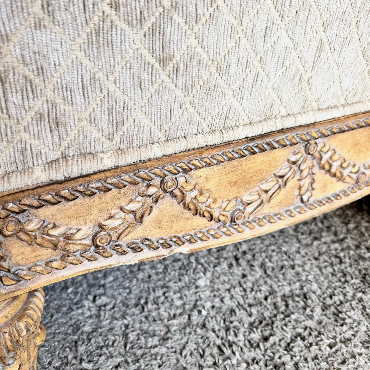 French Provincial Armless Upholstered Lounge Chairs by Schnadig - A Pair - Dolphin & Flamingo