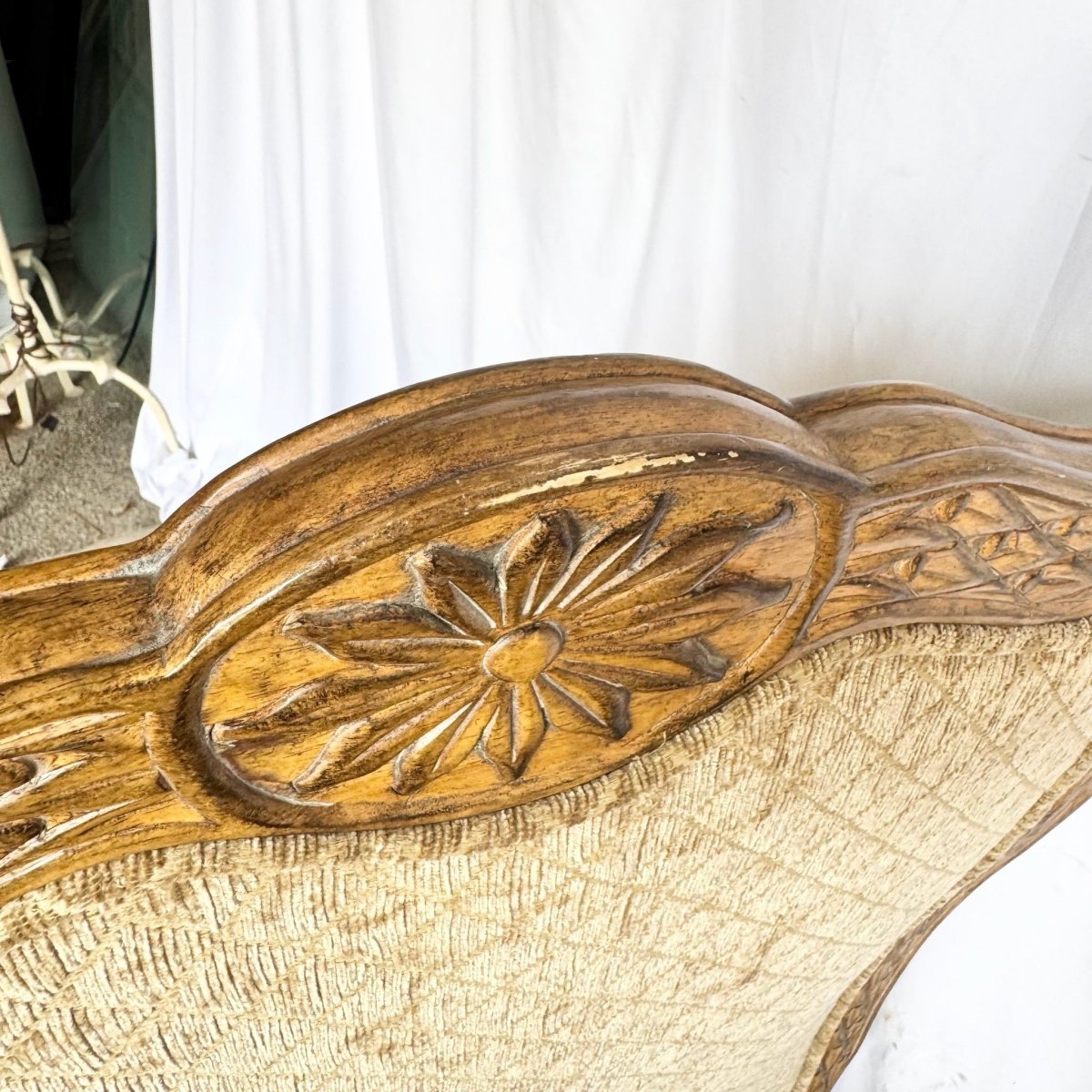 French Provincial Armless Upholstered Lounge Chairs by Schnadig - A Pair - Dolphin & Flamingo