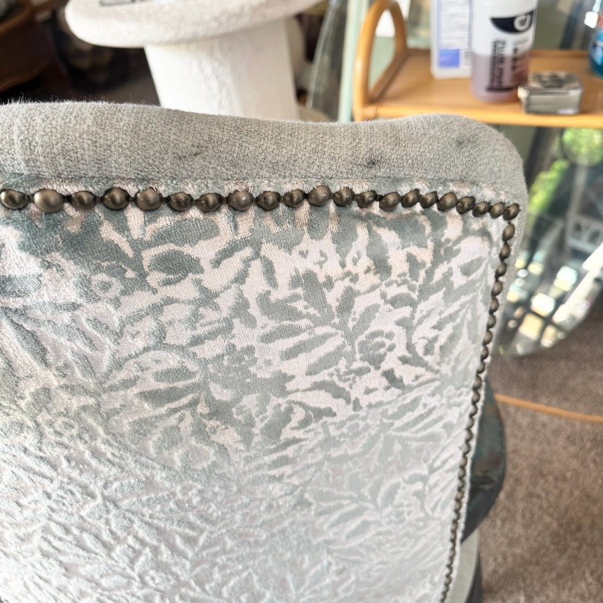 French Provincial Green Dining Chairs by Henredon - Set of 8 - Dolphin & Flamingo