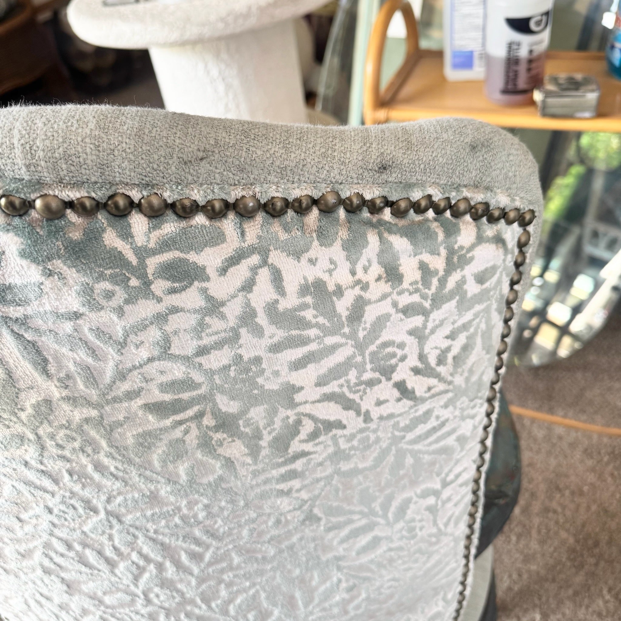 French Provincial Green Dining Chairs by Henredon - Set of 8 - Dolphin & Flamingo