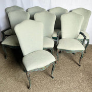 French Provincial Green Dining Chairs by Henredon - Set of 8 - Dolphin & Flamingo