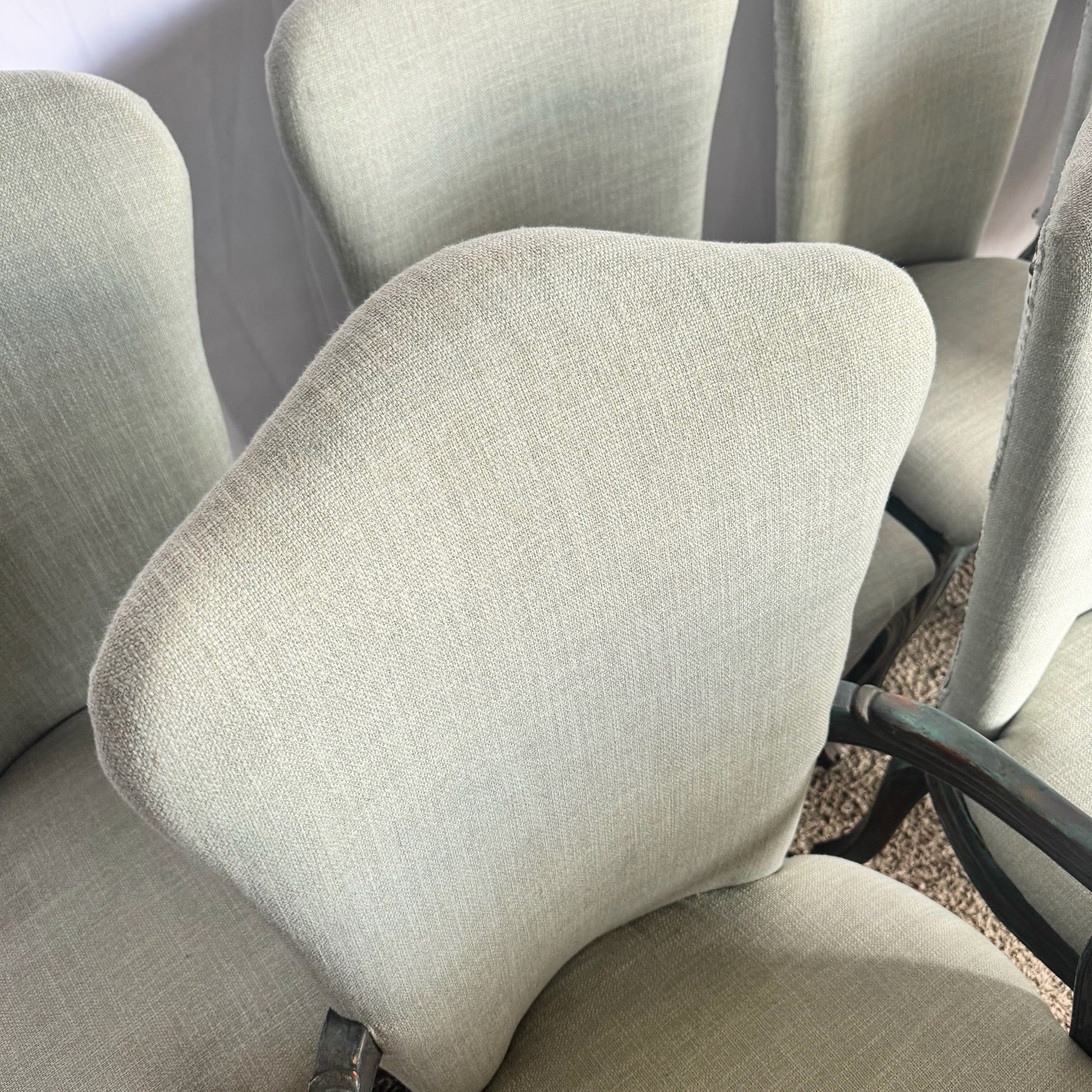 French Provincial Green Dining Chairs by Henredon - Set of 8 - Dolphin & Flamingo