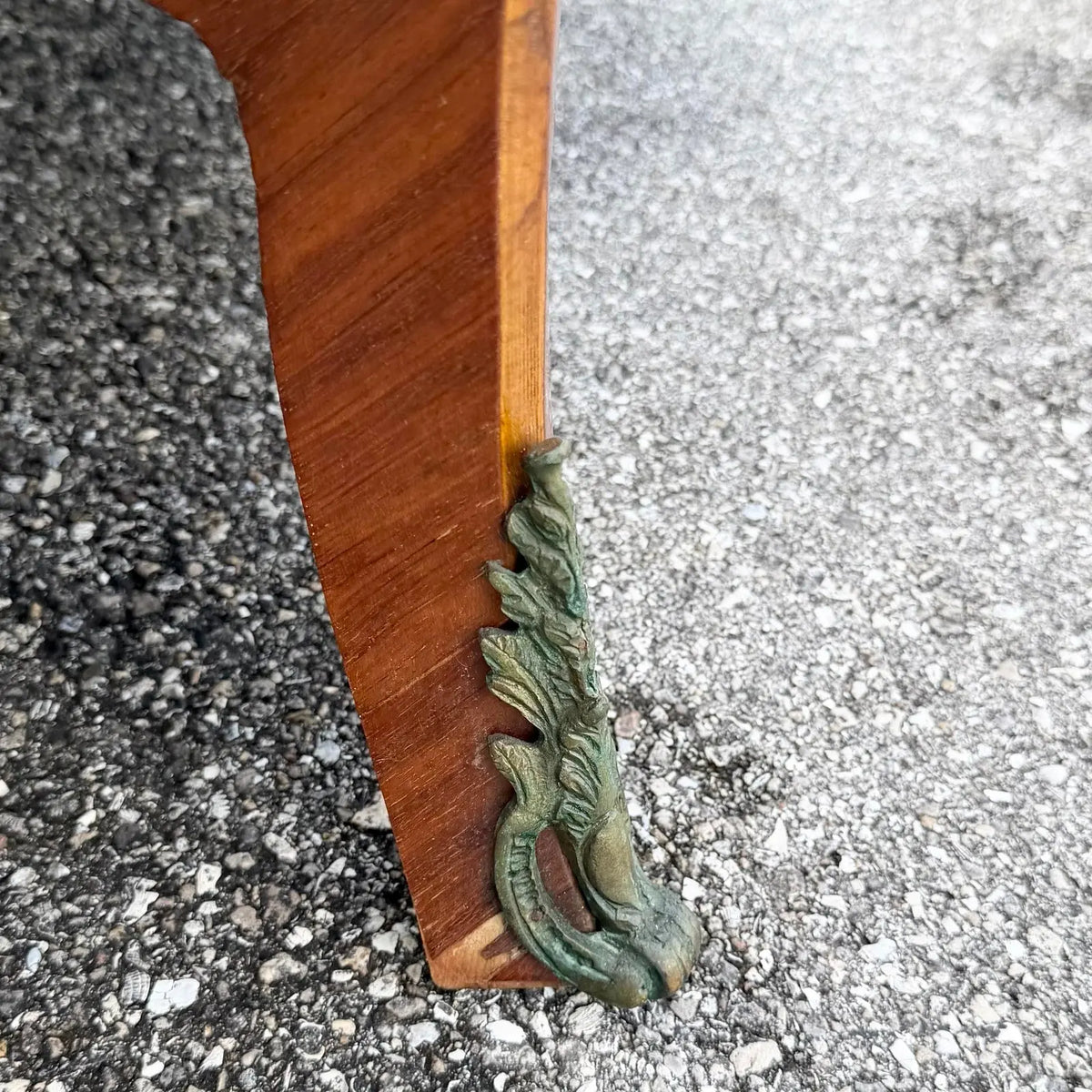 French Style Wood Inlaid Marble Top Bombe Sideboard Dolphin & Flamingo