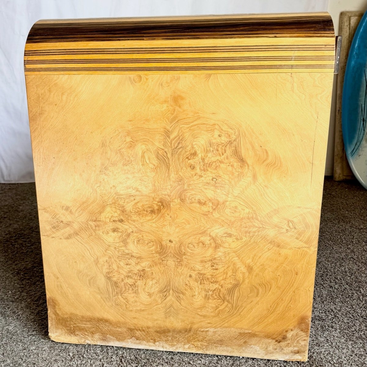 Henredon Scene Two Burlwood Waterfall Desk - Dolphin & Flamingo