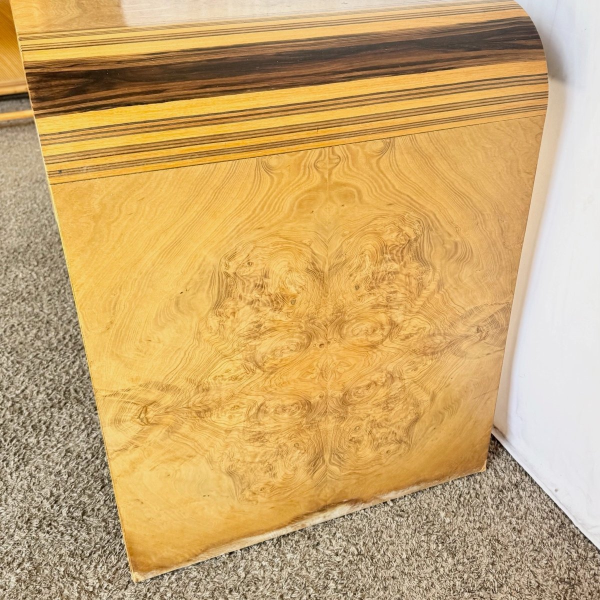 Henredon Scene Two Burlwood Waterfall Desk - Dolphin & Flamingo