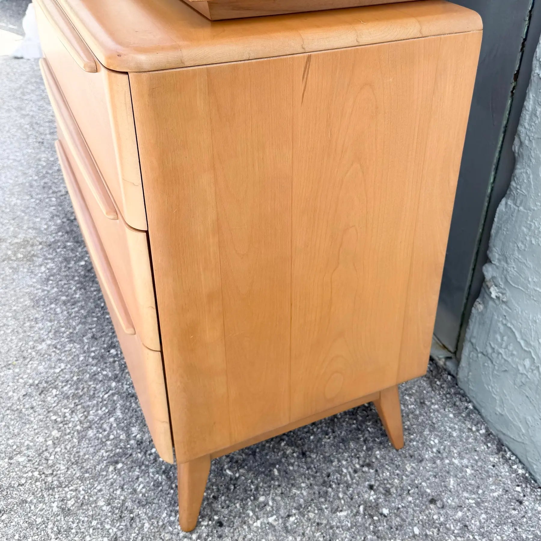 Heywood-Wakefield Mid-Century Maple Tambour Door Credenza and Hutch Dolphin & Flamingo