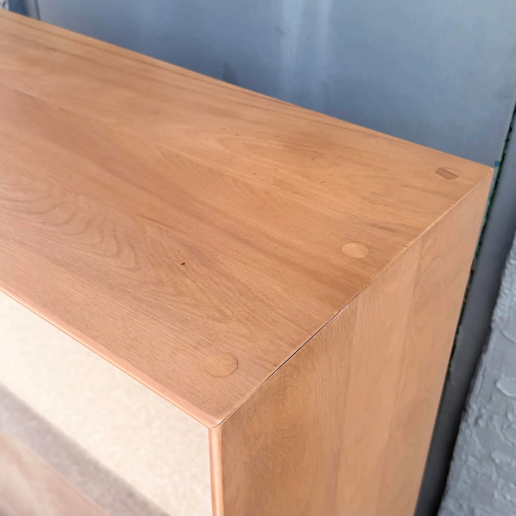 Heywood-Wakefield Mid-Century Maple Tambour Door Credenza and Hutch Dolphin & Flamingo