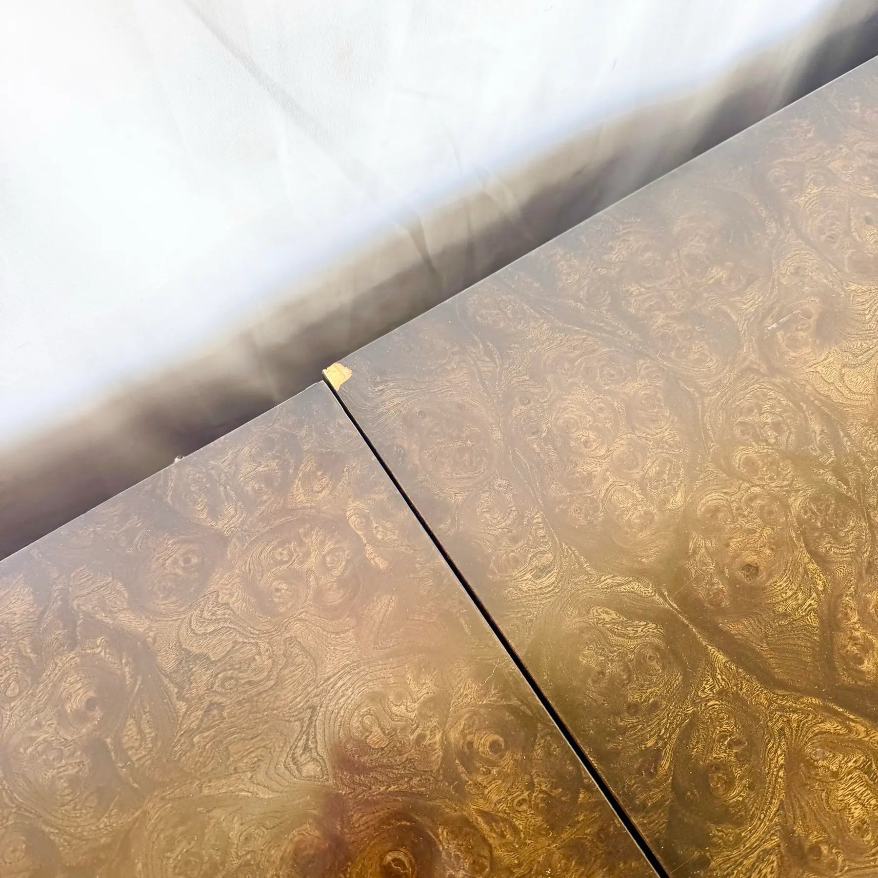 Hollywood Regency Burlwood and Brass Credenza by Mastercraft Dolphin & Flamingo