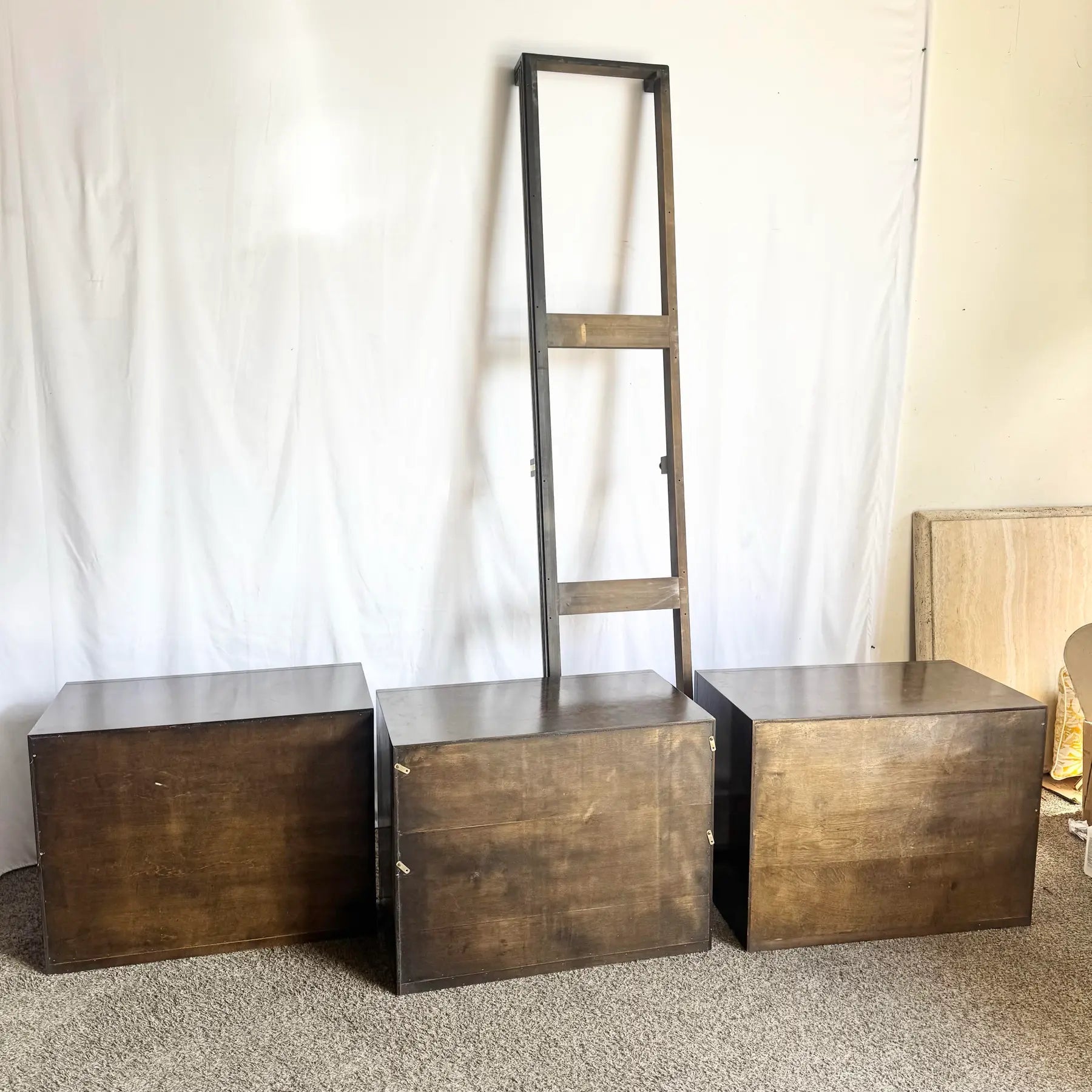 Hollywood Regency Burlwood and Brass Credenza by Mastercraft Dolphin & Flamingo