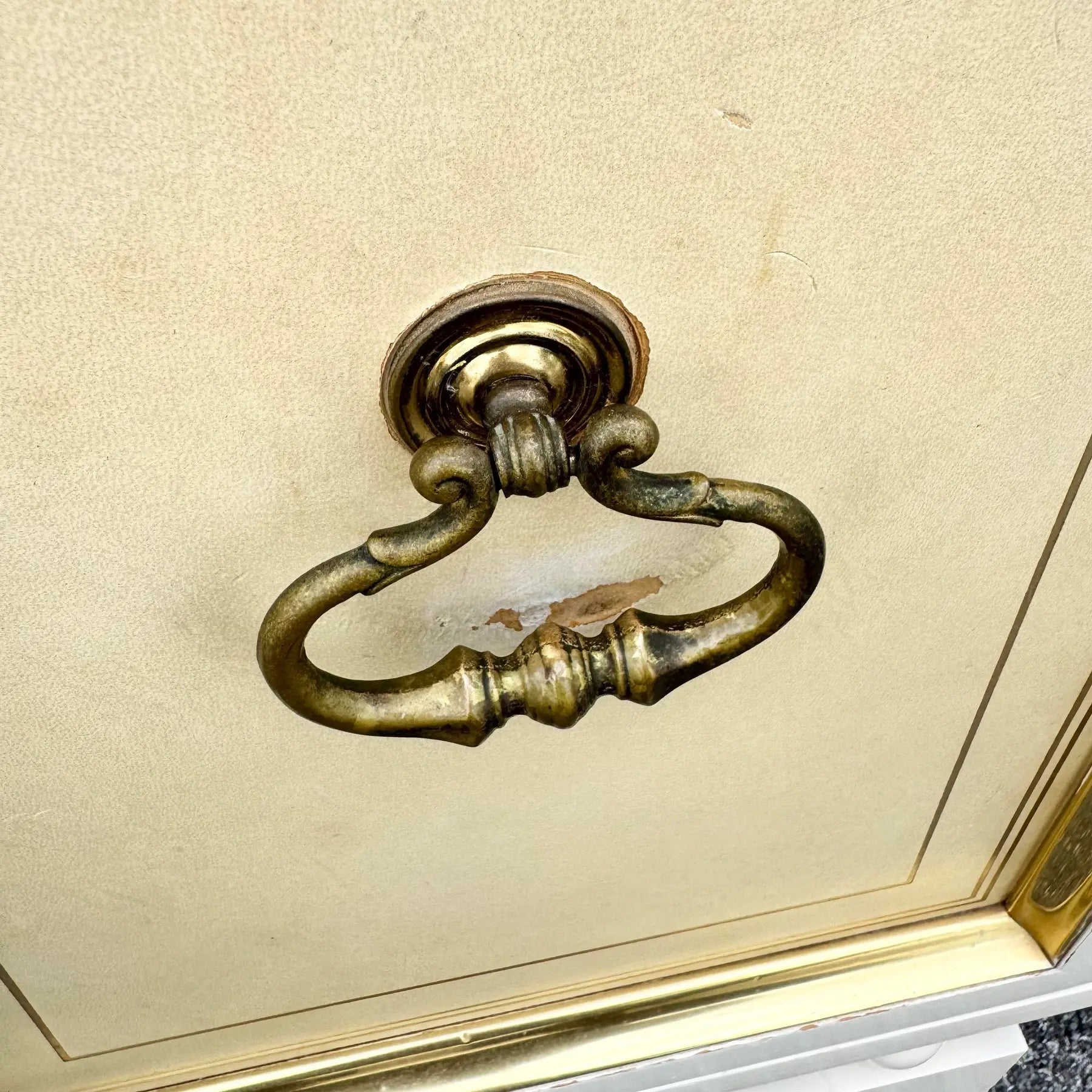 Hollywood Regency White and Gold Credenza by American of Martinsville Dolphin & Flamingo