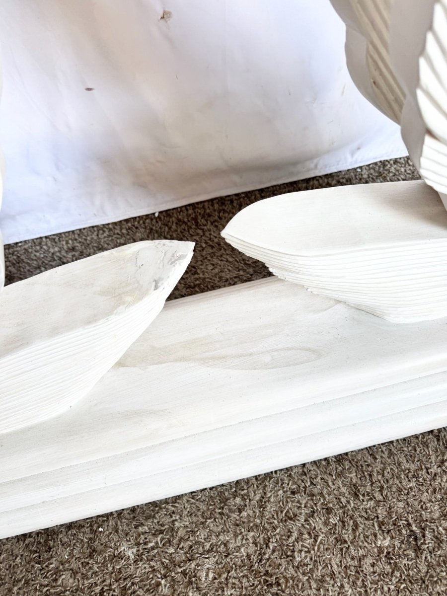 Hollywood Regency Wooden Swan Glass Top Console Table - Dolphin & Flamingo