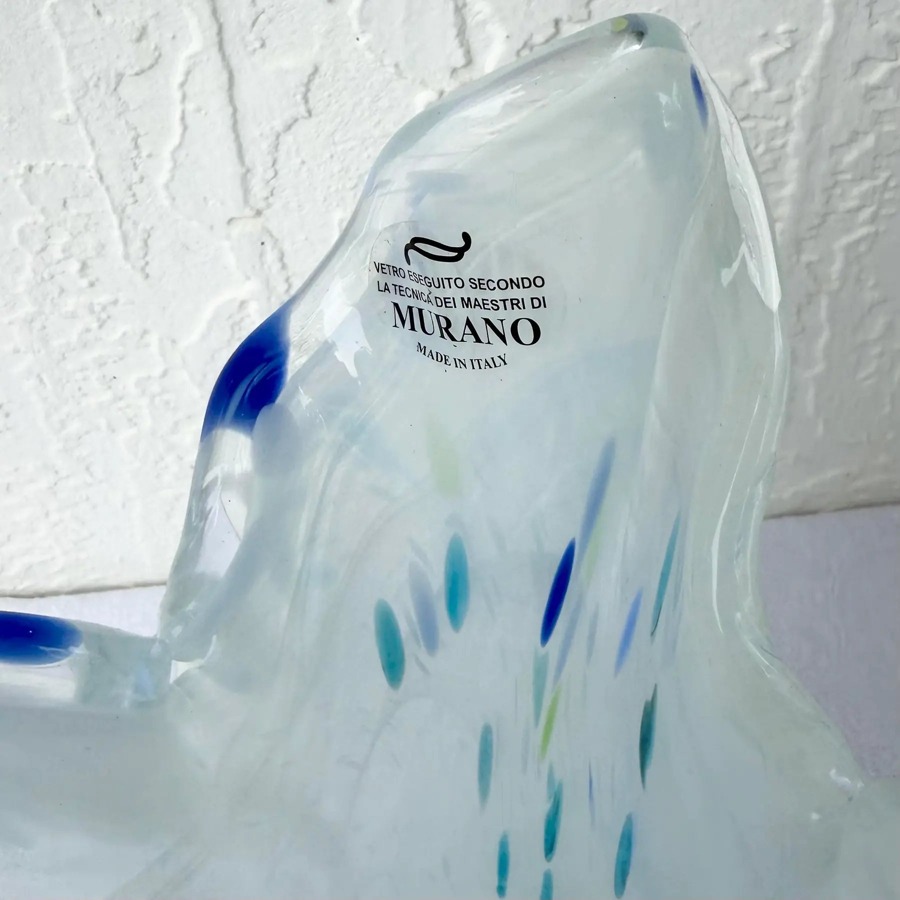 Italian Hand-Blown Art Glass Vase Made in the Murano Tradition Dolphin & Flamingo
