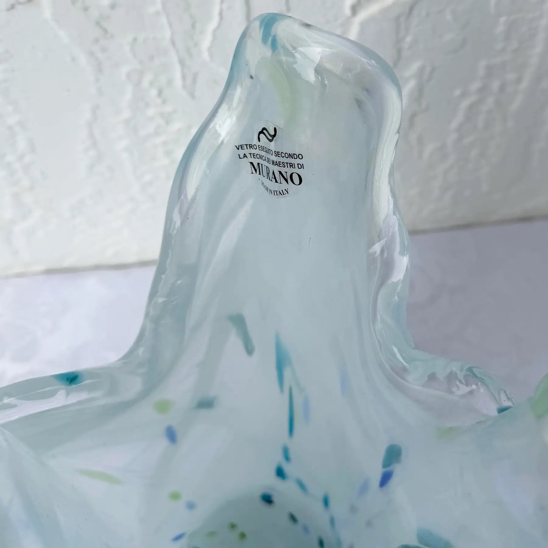 Italian Hand-Blown Art Glass Vase Made in the Murano Tradition Dolphin & Flamingo
