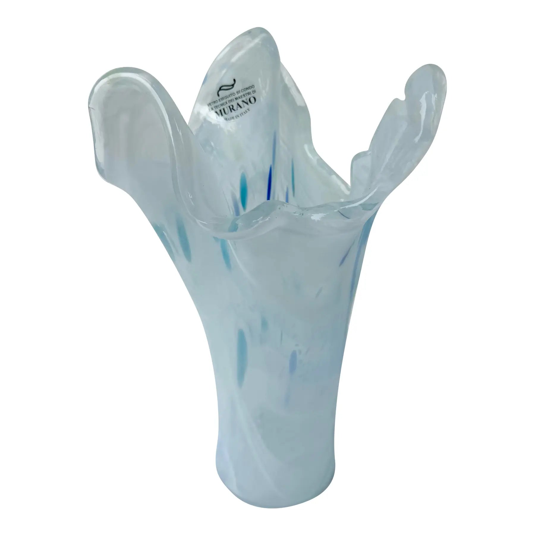 Italian Hand-Blown Art Glass Vase Made in the Murano Tradition Dolphin & Flamingo