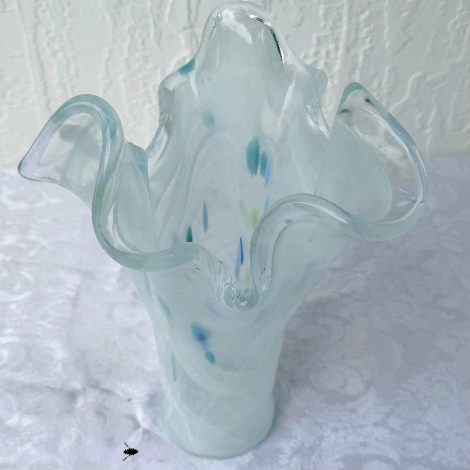 Italian Hand-Blown Art Glass Vase Made in the Murano Tradition Dolphin & Flamingo