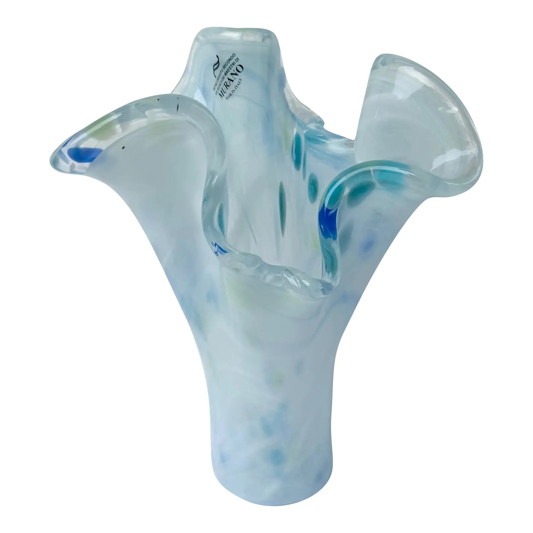Italian Hand-Blown Art Glass Vase Made in the Murano Tradition Dolphin & Flamingo